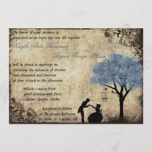 The Proposal Vintage Wedding Invitation in Blue