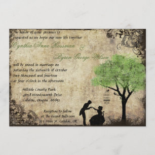 The Proposal Vintage Wedding Invitation in Green