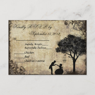 The Proposal Vintage Wedding RSVP Black Card