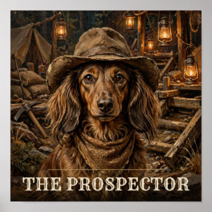 The Prospector Dachshund Vintage Western Pet Portr Poster