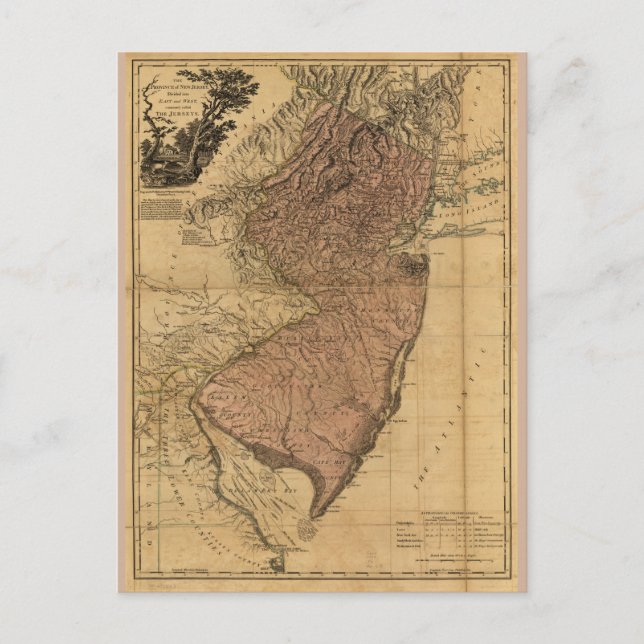 The Province of New Jersey Map (1777) Postcard (Front)