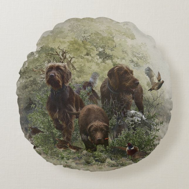 The Pudelpointer   Round Pillow (Front)