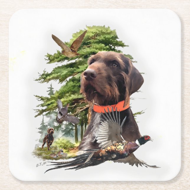 The Pudelpointer  Square Paper Coaster (Front)