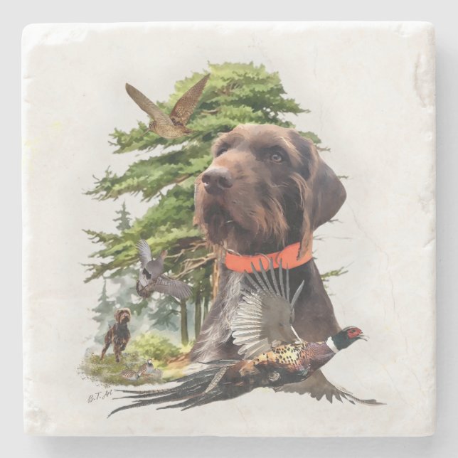 The Pudelpointer  Stone Coaster (Front)