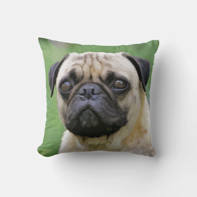 The Pug Dog Throw Pillow (Front)