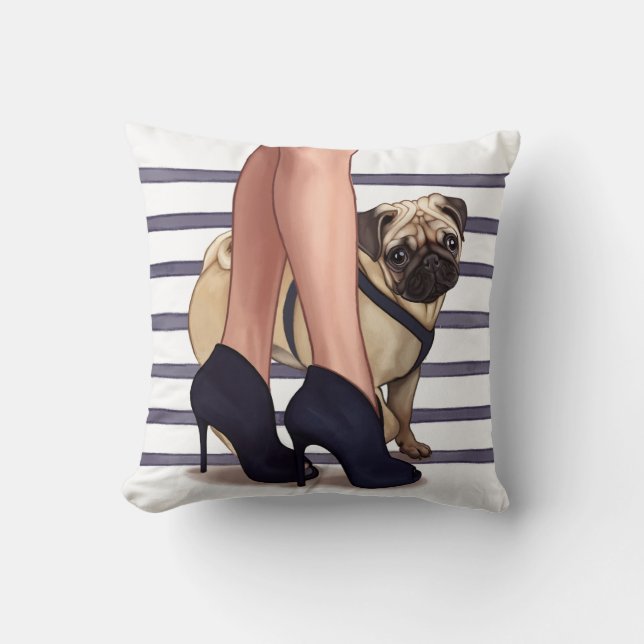 The Pug Life Throw Pillow (Front)