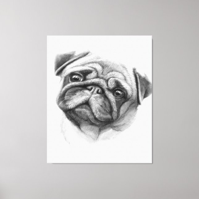 The Pug Portrait | Cute Pug Dog Face Canvas Print (Front)