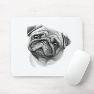 The Pug Portrait Cute Pug Dog Face Mouse Pad