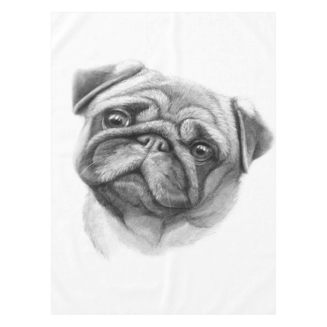 The Pug Portrait | Cute Pug Dog Face Tablecloth (Front)