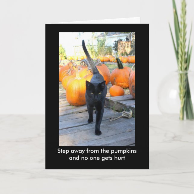 The Pumpkin Guardian Cat Halloween Humour Card (Front)