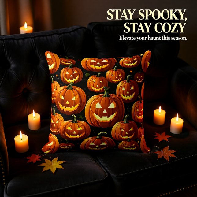 The Pumpkin Riot Throw Pillow (Creator Uploaded)