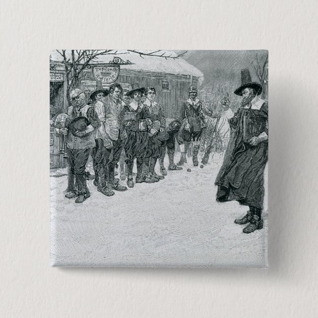 The Puritan Governor 2 Inch Square Button (Front)