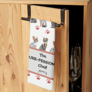 "The Purrfessional Chef" Cat Lover Custom Kitchen Towel