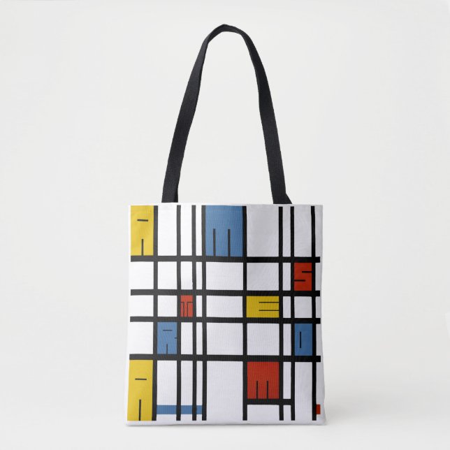 The puzzle of Amsterdam (Mondrian style) Tote Bag (Front)