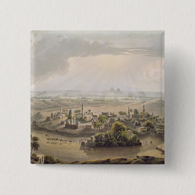 The Pyramids at Cairo, engraved by Daniel Havell ( 2 Inch Square Button (Front)