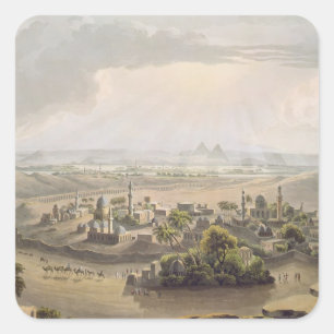 The Pyramids at Cairo, engraved by Daniel Havell ( Square Sticker