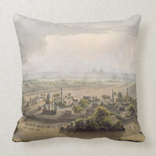 The Pyramids at Cairo, engraved by Daniel Havell ( Throw Pillow