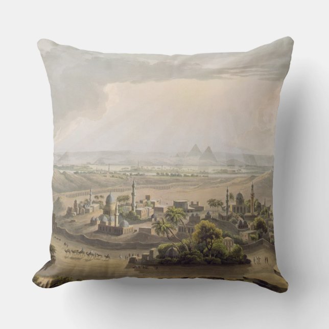The Pyramids at Cairo, engraved by Daniel Havell ( Throw Pillow (Front)