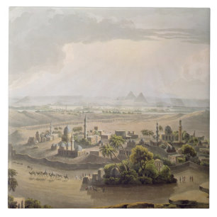 The Pyramids at Cairo, engraved by Daniel Havell ( Tile