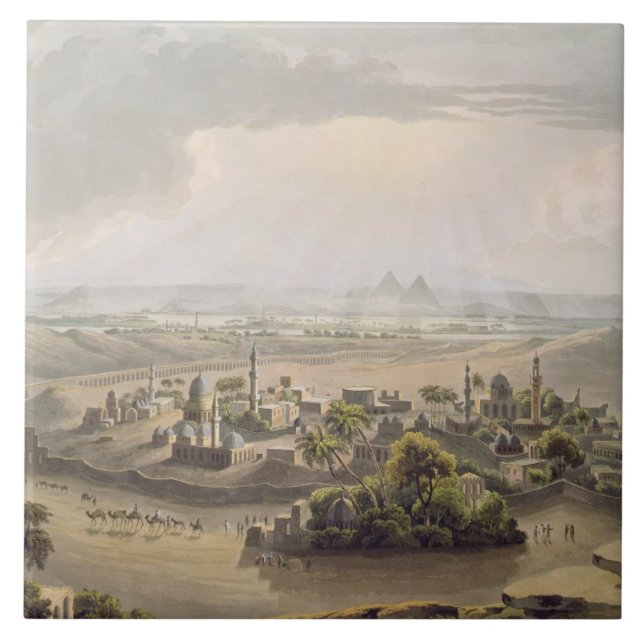 The Pyramids at Cairo, engraved by Daniel Havell ( Tile (Front)