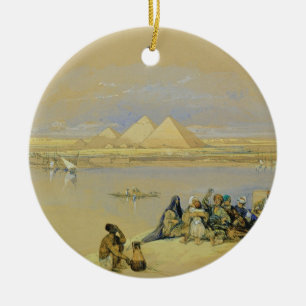 The Pyramids at Giza, near Cairo (w/c) Ceramic Ornament
