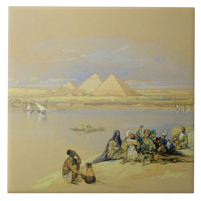 The Pyramids at Giza, near Cairo (w/c) Tile (Front)
