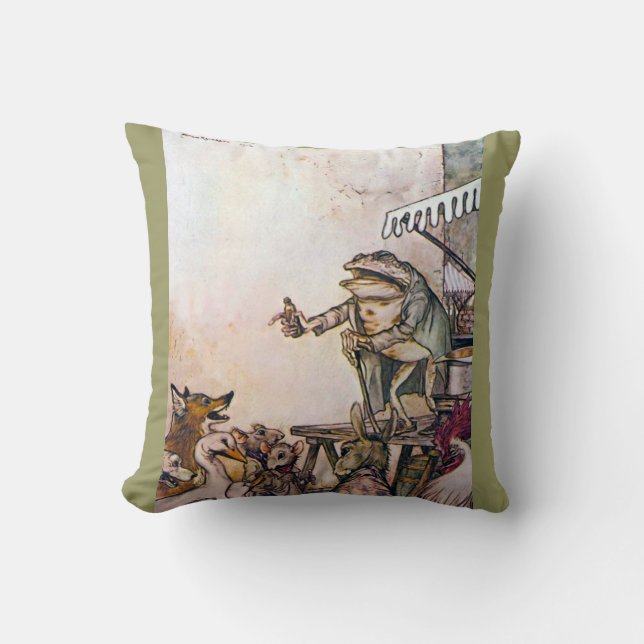 The Quack Frog Throw Pillow (Front)