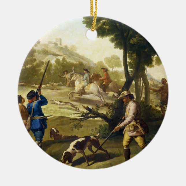 The Quail Hunting Francisco José Goya masterpiece Ceramic Ornament (Front)