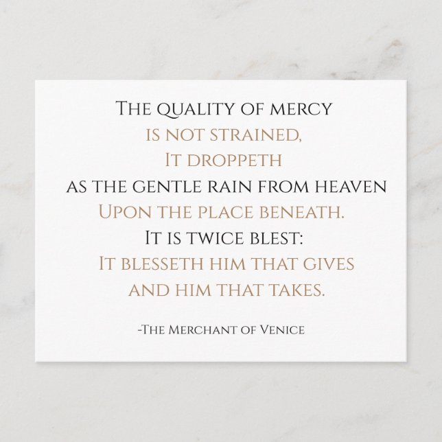 The Quality of Mercy Postcard (Front)