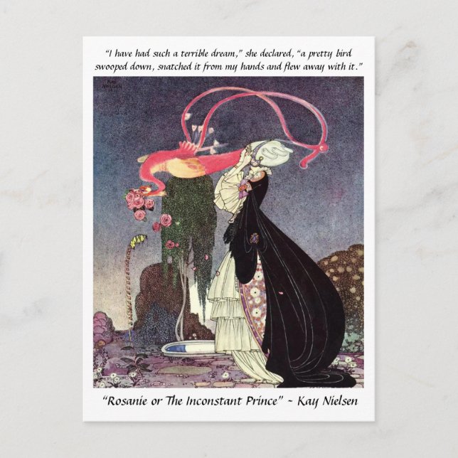 The Queen and magical bird vintage illustration Postcard (Front)
