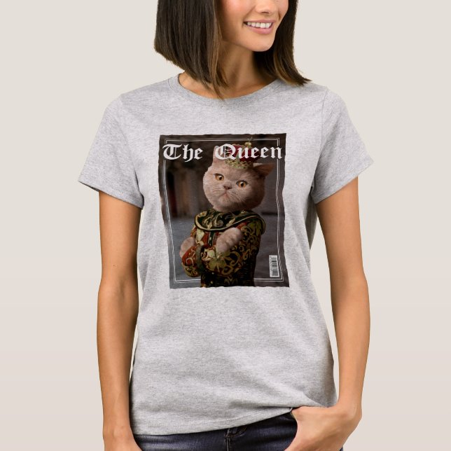 The Queen Cat Faux Magazine Cover T-Shirt (Front)