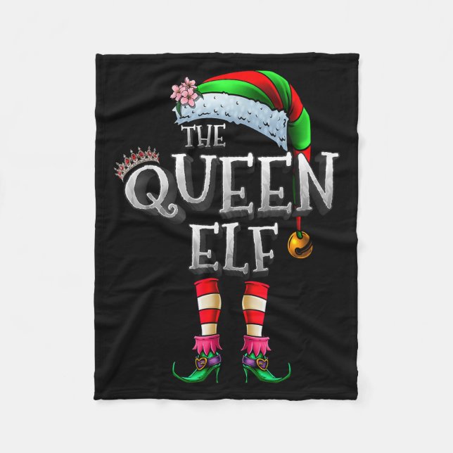 The Queen Elf Shirt Matching Family Christmas Elf  Fleece Blanket (Front)