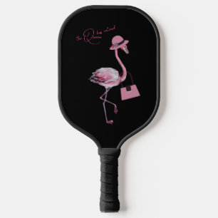 The Queen Has Retired Classy Chic Pink Flamingo Pickleball Paddle
