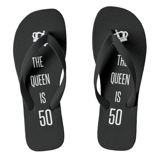 The Queen Is 50 Flip Flops (Footbed)