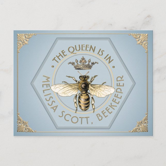 THE QUEEN IS IN - Beekeeper Apiary Queen Bee Postcard (Front)