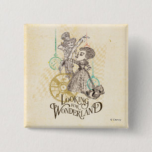 The Queen & Mad Hatter   Looking for Wonderland 2 Inch Square Button