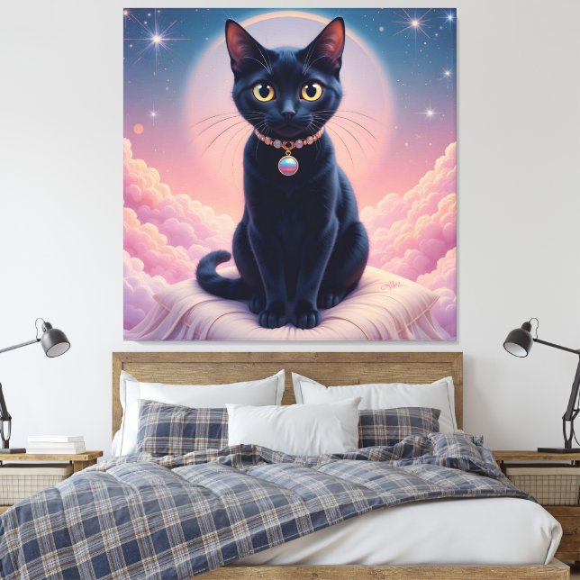 The Queen Of Black Cat Heaven Canvas Print (Insitu(Bedroom))