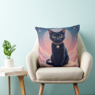 The Queen Of Black Cat Heaven Throw Pillow