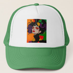 The Queen of Gambits, Glam Chess with Fierce Eyes Trucker Hat
