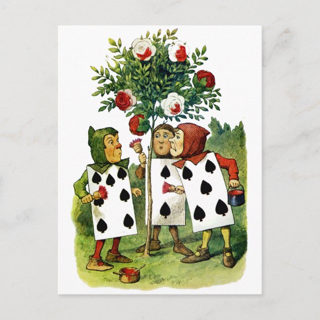 The Queen of Hearts Cardmen Painting Her Roses Postcard (Front)