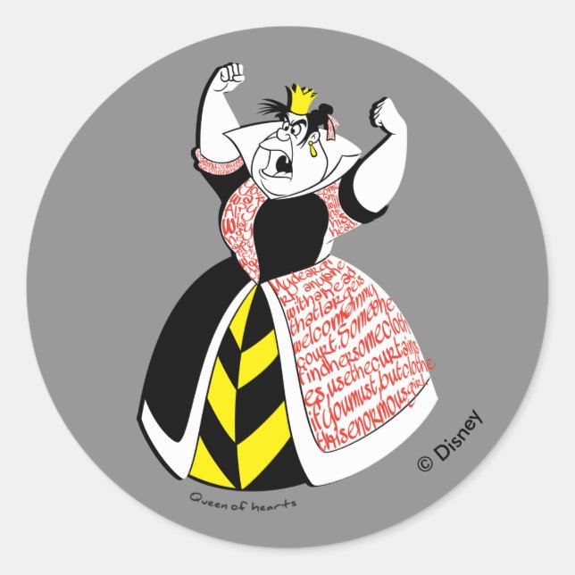 The Queen of Hearts | Skirt Text Design Classic Round Sticker (Front)