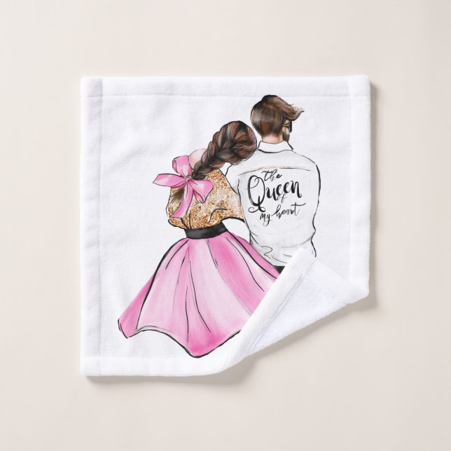 The Queen of my heart valentine day couple in love Bath Towel Set (Wash Cloth)