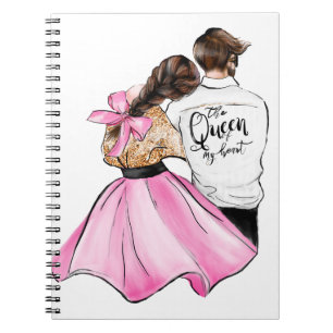 The Queen of my heart valentine day couple in love Notebook