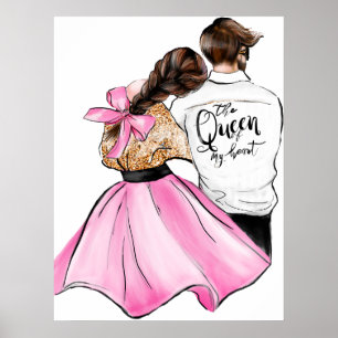 The Queen of my heart valentine day couple in love Poster