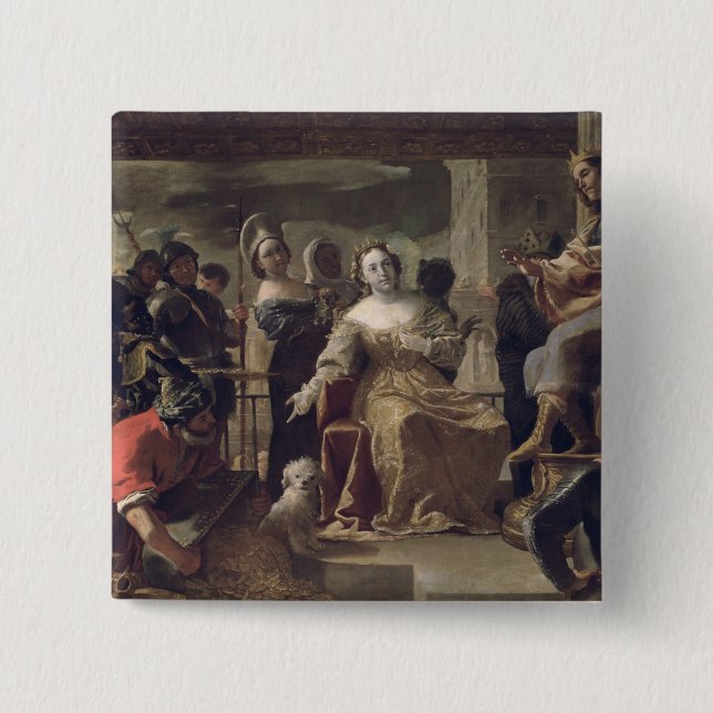 The Queen of Sheba before Solomon 2 Inch Square Button (Front)