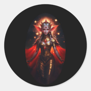 The Queen Of The Moon Watcher  Elves Poses For Us Classic Round Sticker