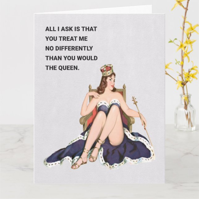 The Queen Retro Humour Greeting  Card (Yellow Flower)