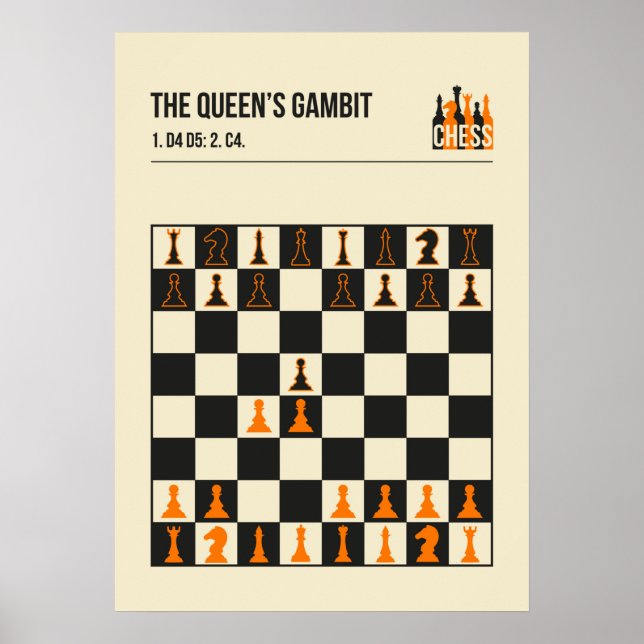 The Queens Gambit Vintage Chess Illustration Poster (Front)