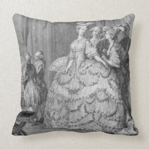 The Queen's Lady-in-Waiting, engraved by P.A. Mart Throw Pillow