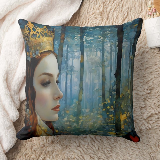 The Queen's Lost Heart Fairytale Portrait Throw Pillow (Blanket)